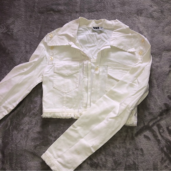 Jackets & Blazers - White cropped utility  jacket